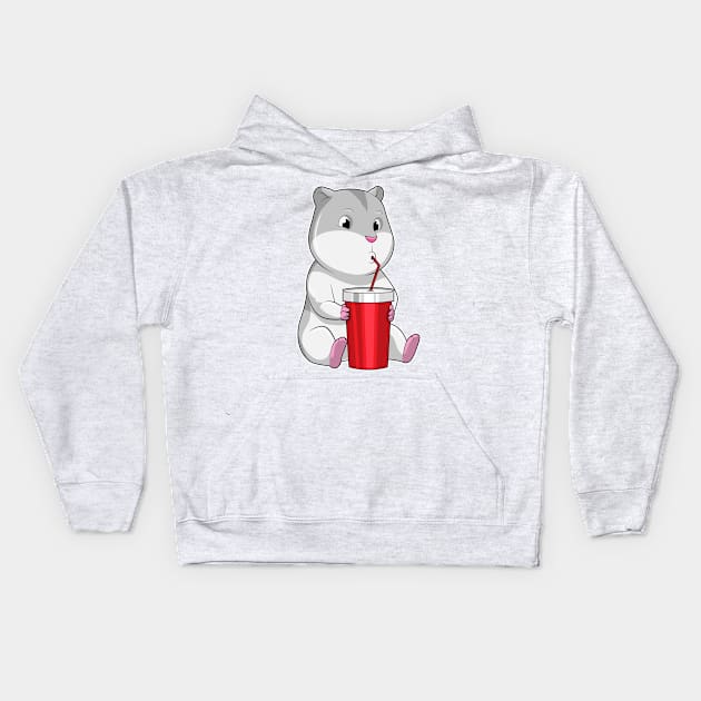 Hamster with Mug & Drinking straw Kids Hoodie by Markus Schnabel